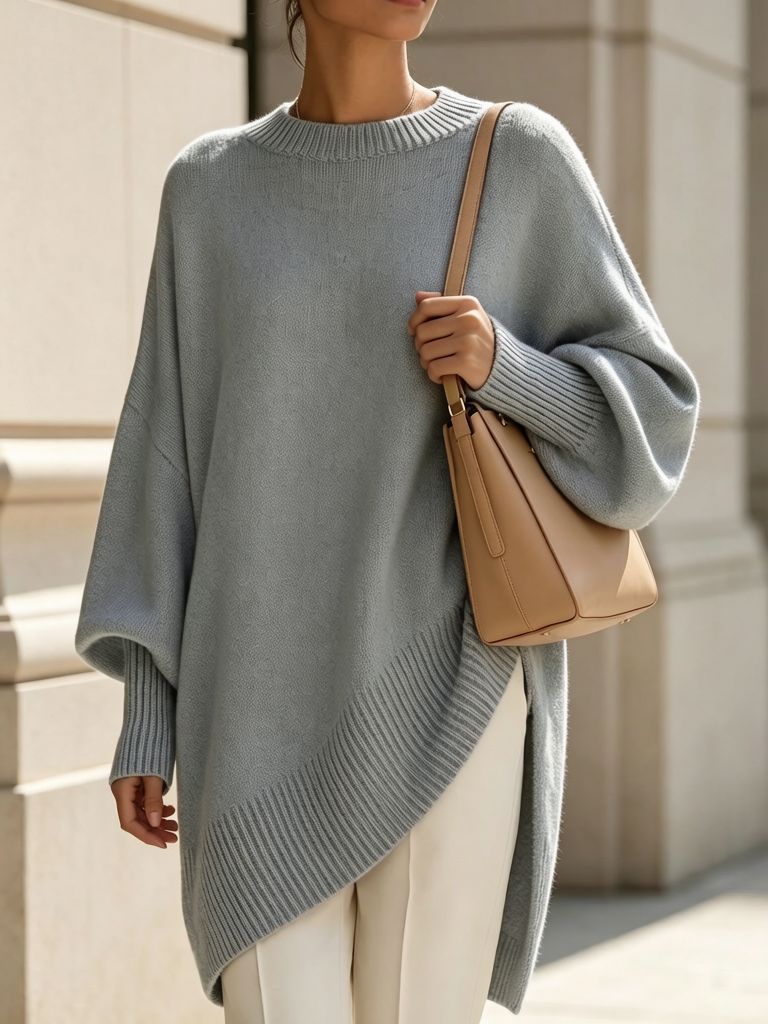 Round-neck loose-fit sweater