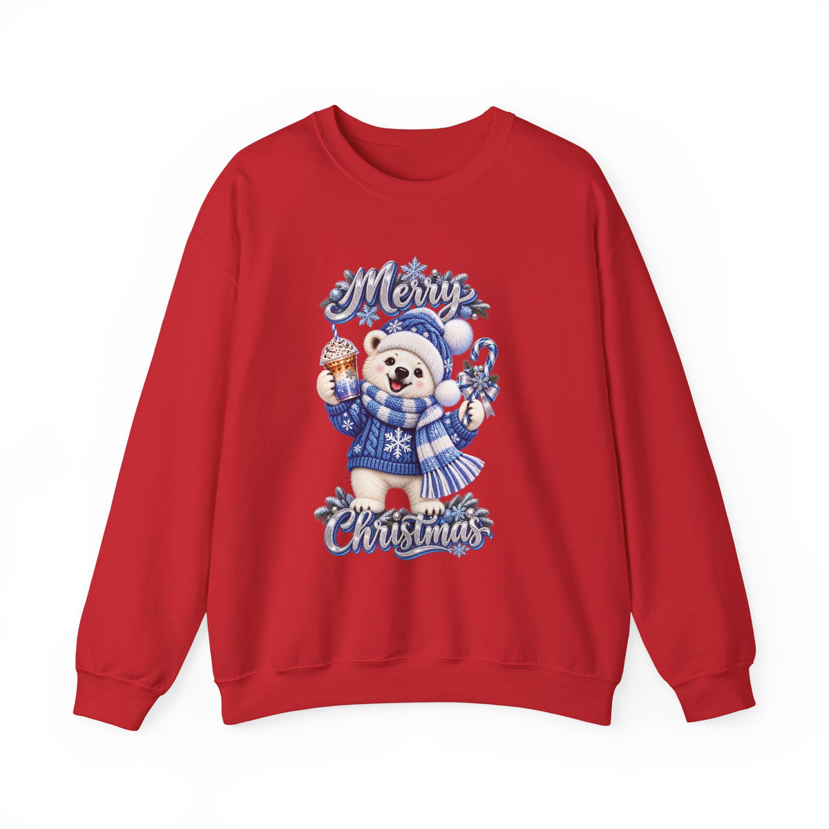 Christmas Bear Sweatshirt — Merry Christmas Blue Holiday Crewneck