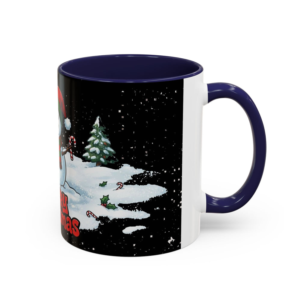 Merry Christmas Snowman Accent Coffee Mug — Festive Holiday 11/15oz
