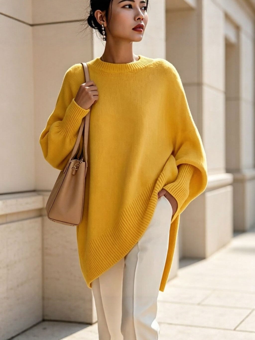 Round-neck loose-fit sweater