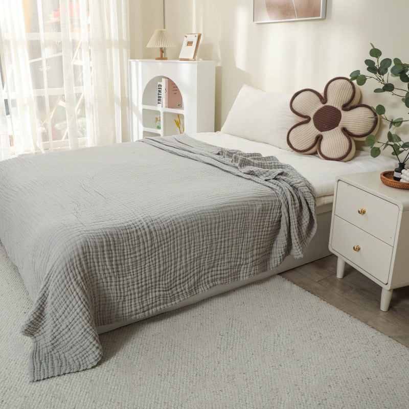 6-Layer Pure Cotton Gauze Towel Blanket, All-Cotton Bubble Gauze Towel Blanket, Single/Double Air-Conditioning Summer Cooling Blanket, Thin Quilt