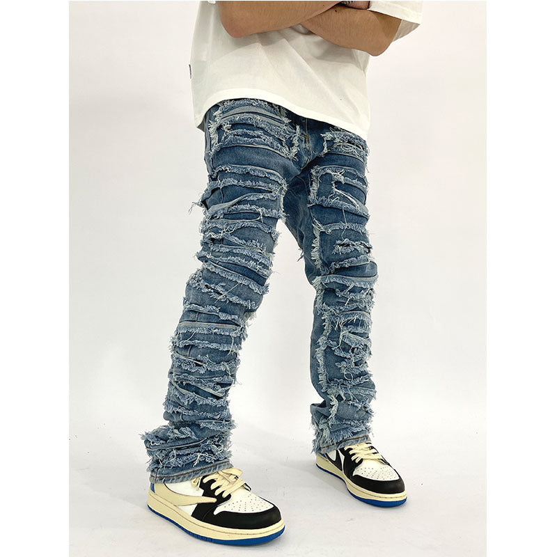 Men's Washed Slim-Fit Straight Jeans