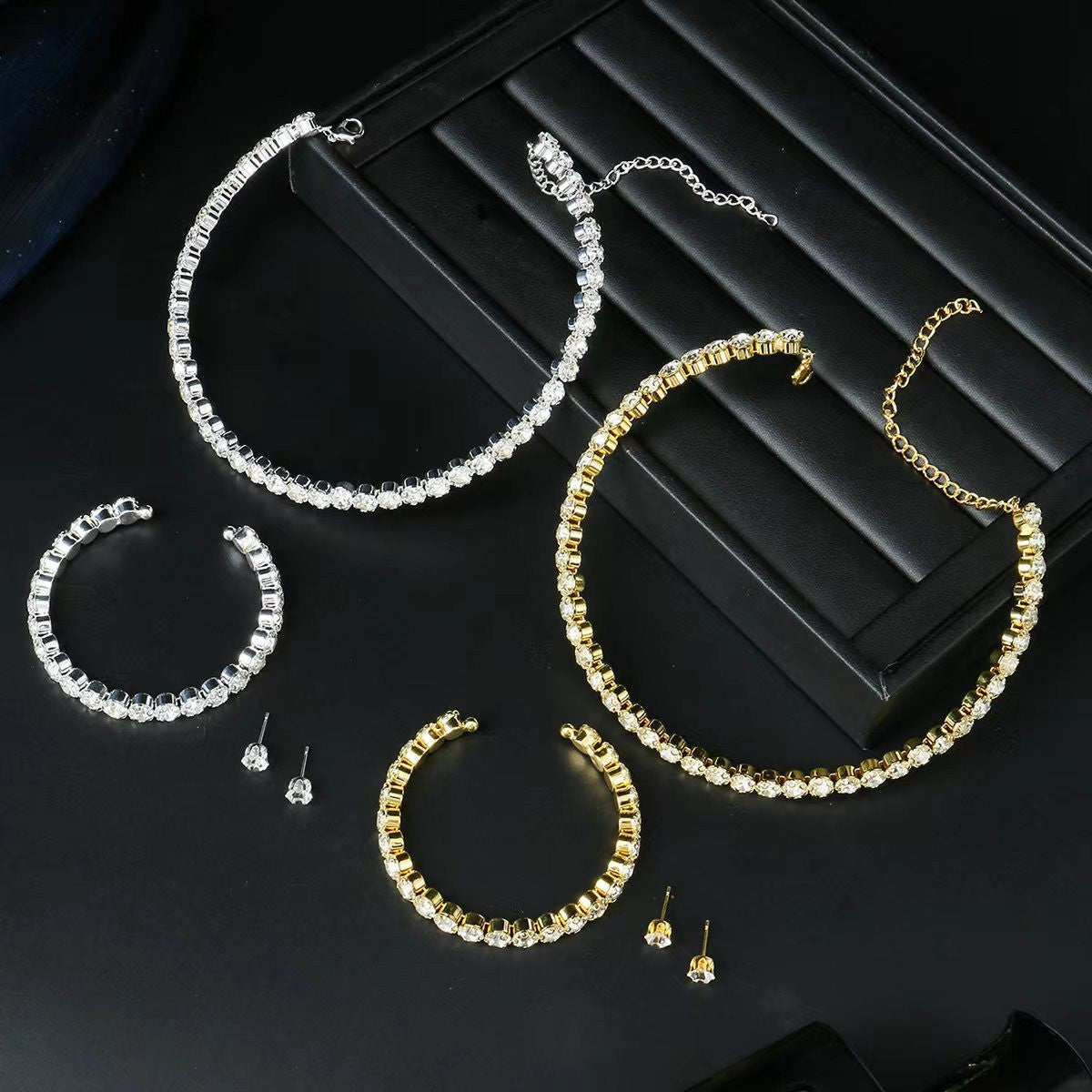 Zircon Water Drop Necklace Earrings