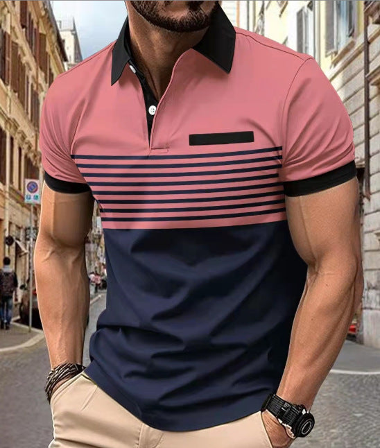 Printed short-sleeved men's polo shirt