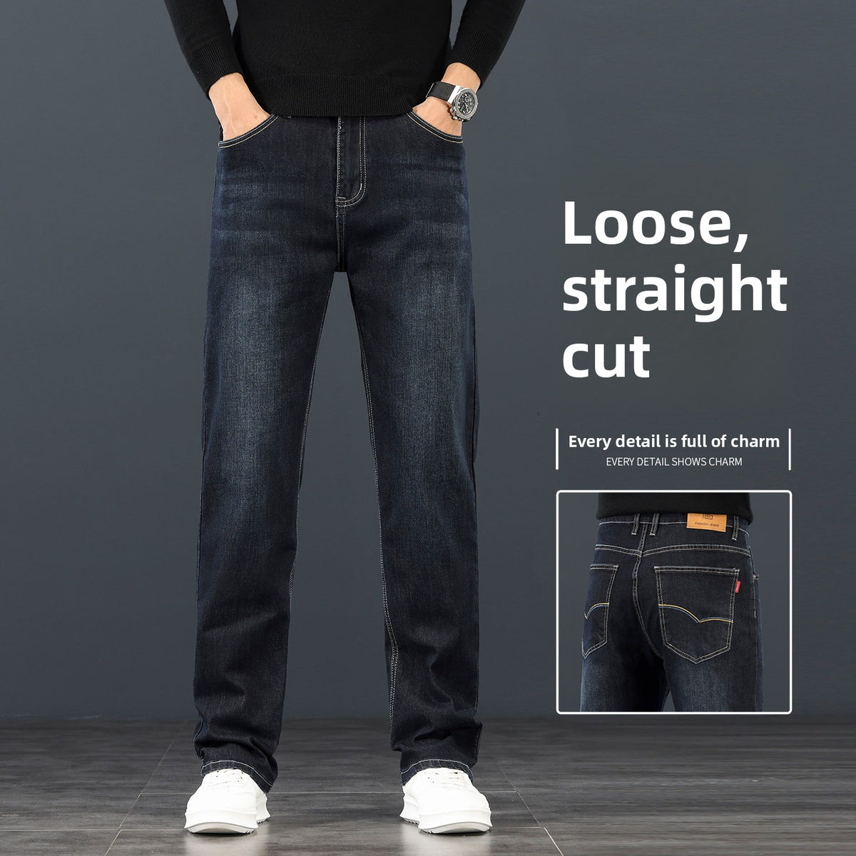 Loose Straight Leg JeansMen's Pants