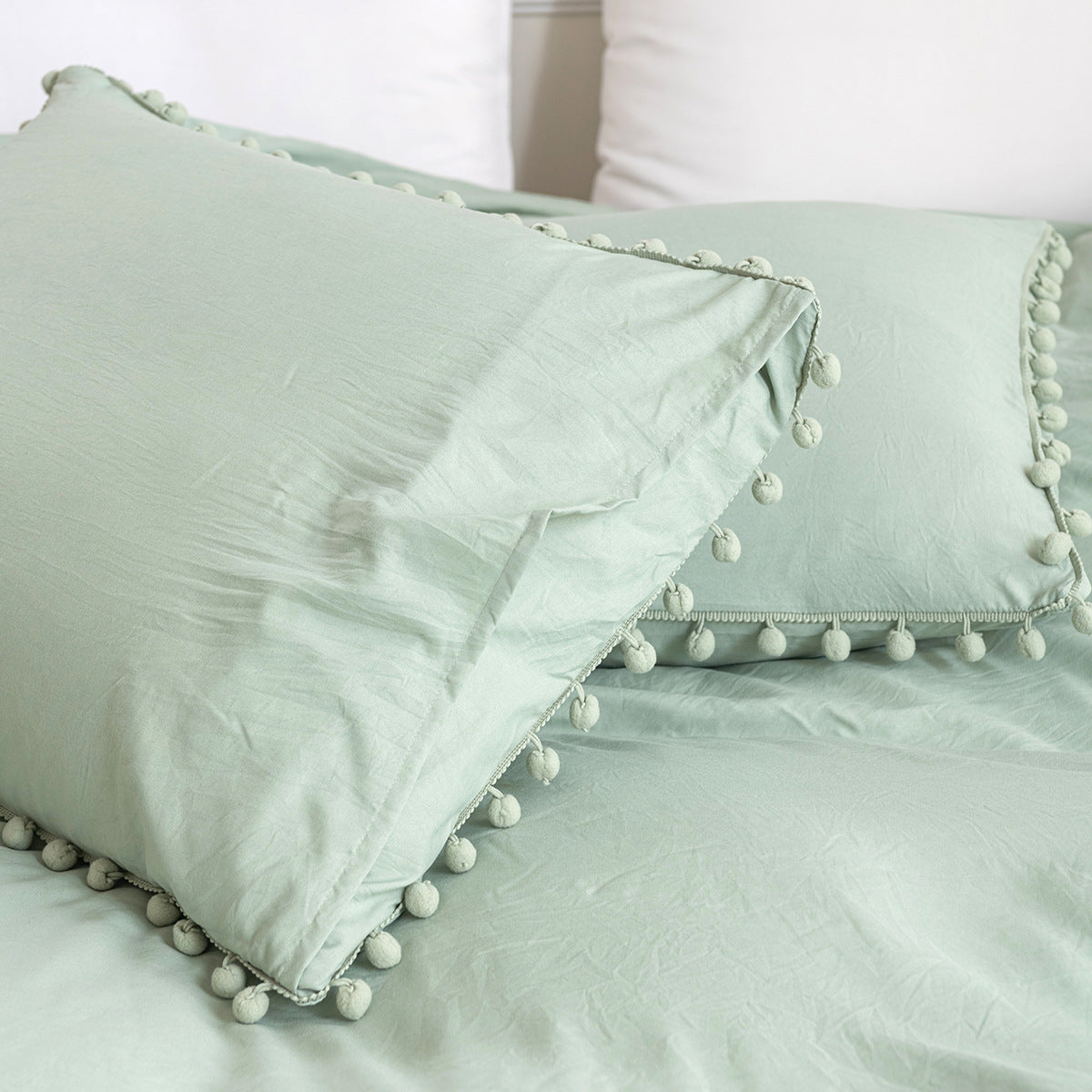 Washed Cotton Solid Color Bedding Three-Piece Set
