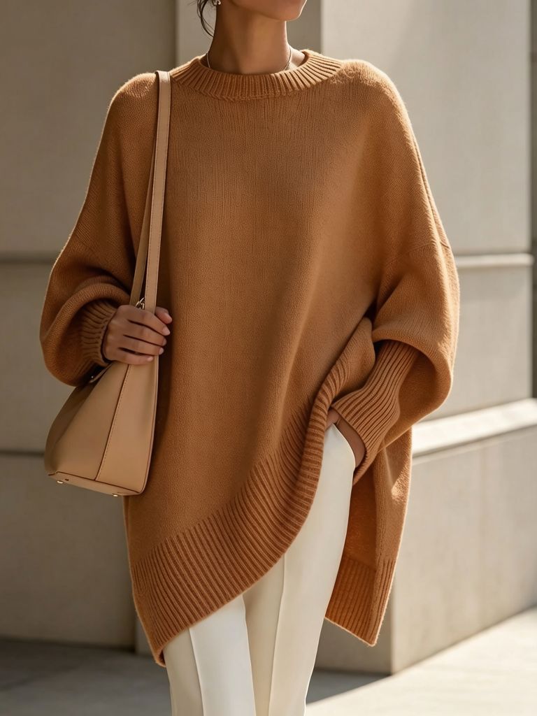 Round-neck loose-fit sweater