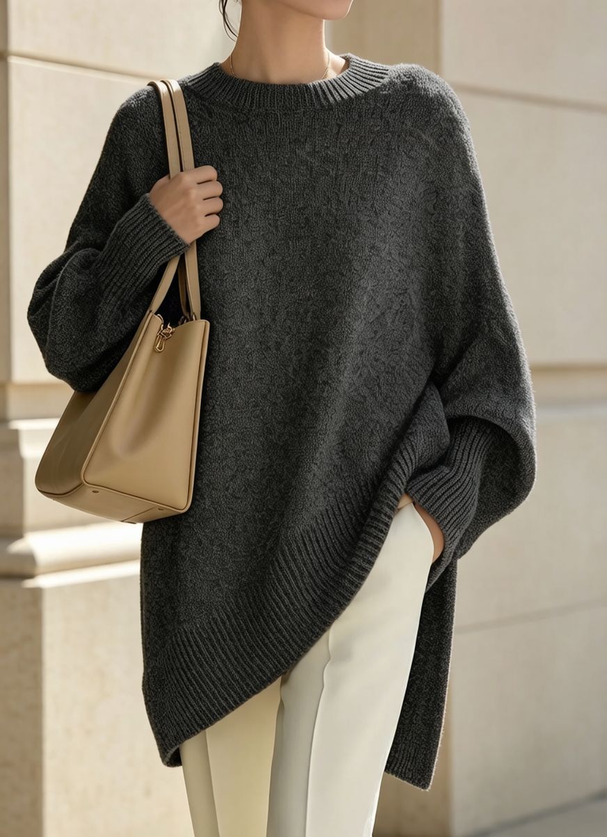 Round-neck loose-fit sweater