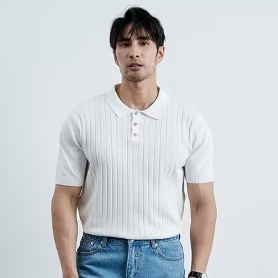 Mens Solid Color Short Sleeve Polo Shirt
