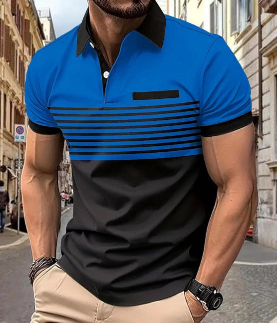 Printed short-sleeved men's polo shirt