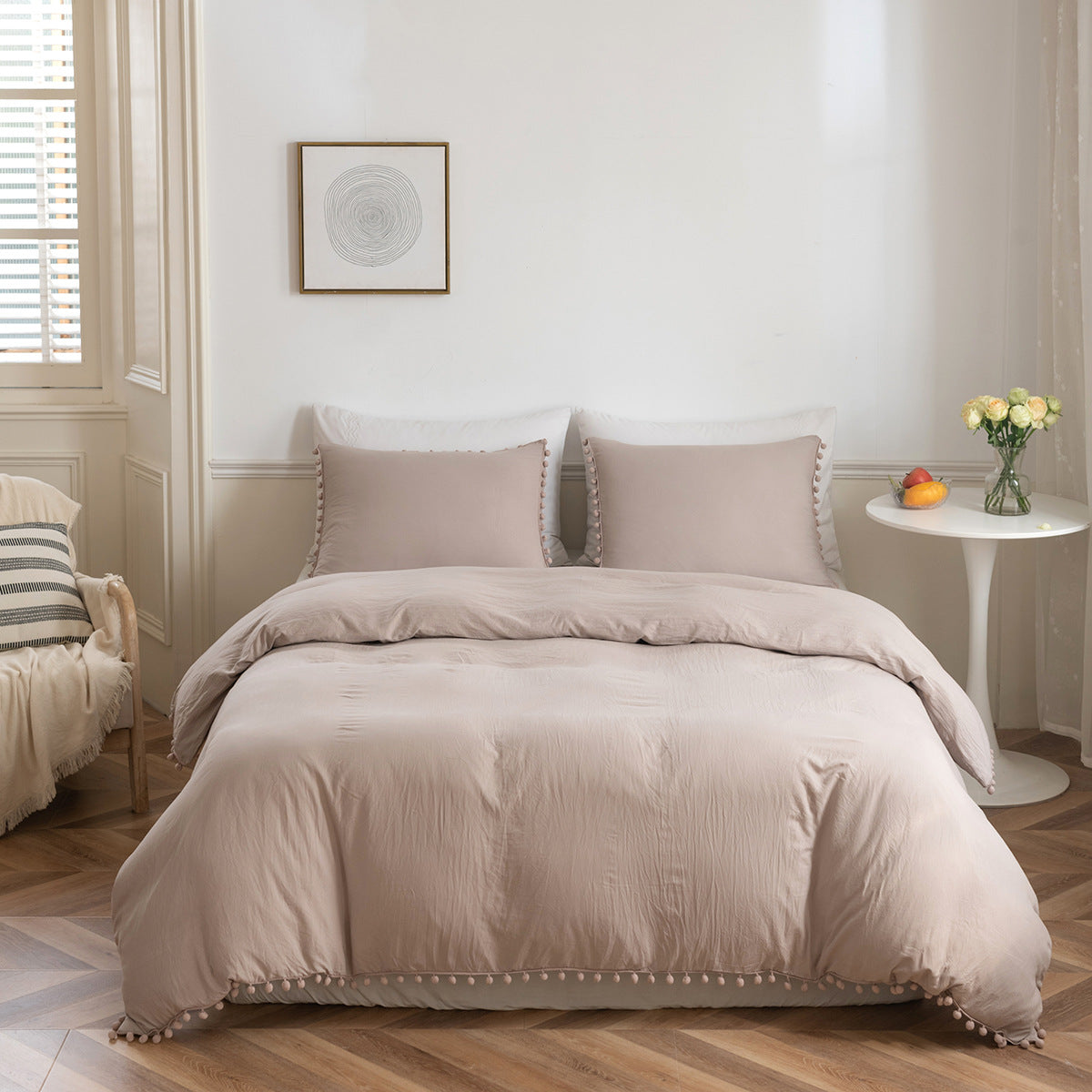Washed Cotton Solid Color Bedding Three-Piece Set