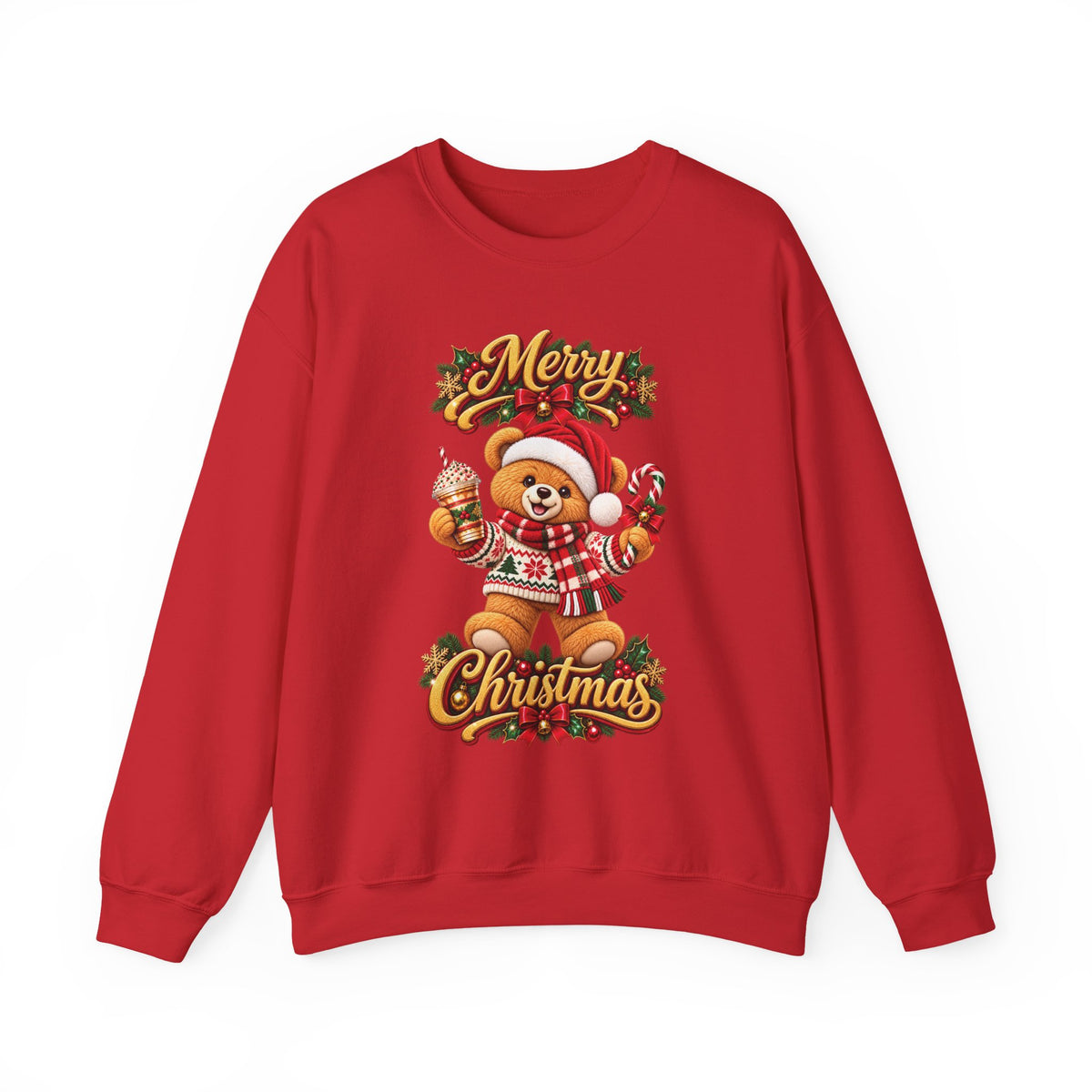 Christmas Bear Crewneck Sweatshirt — "Merry Christmas" Holiday Sweater