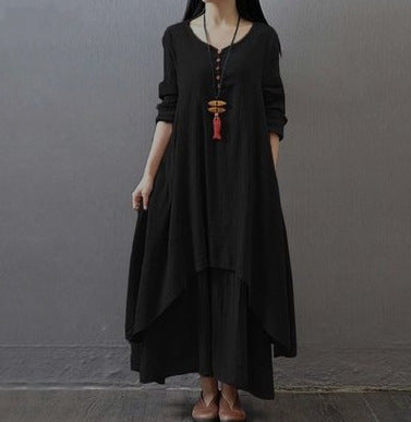Womens Bohemian Linen Long Dress