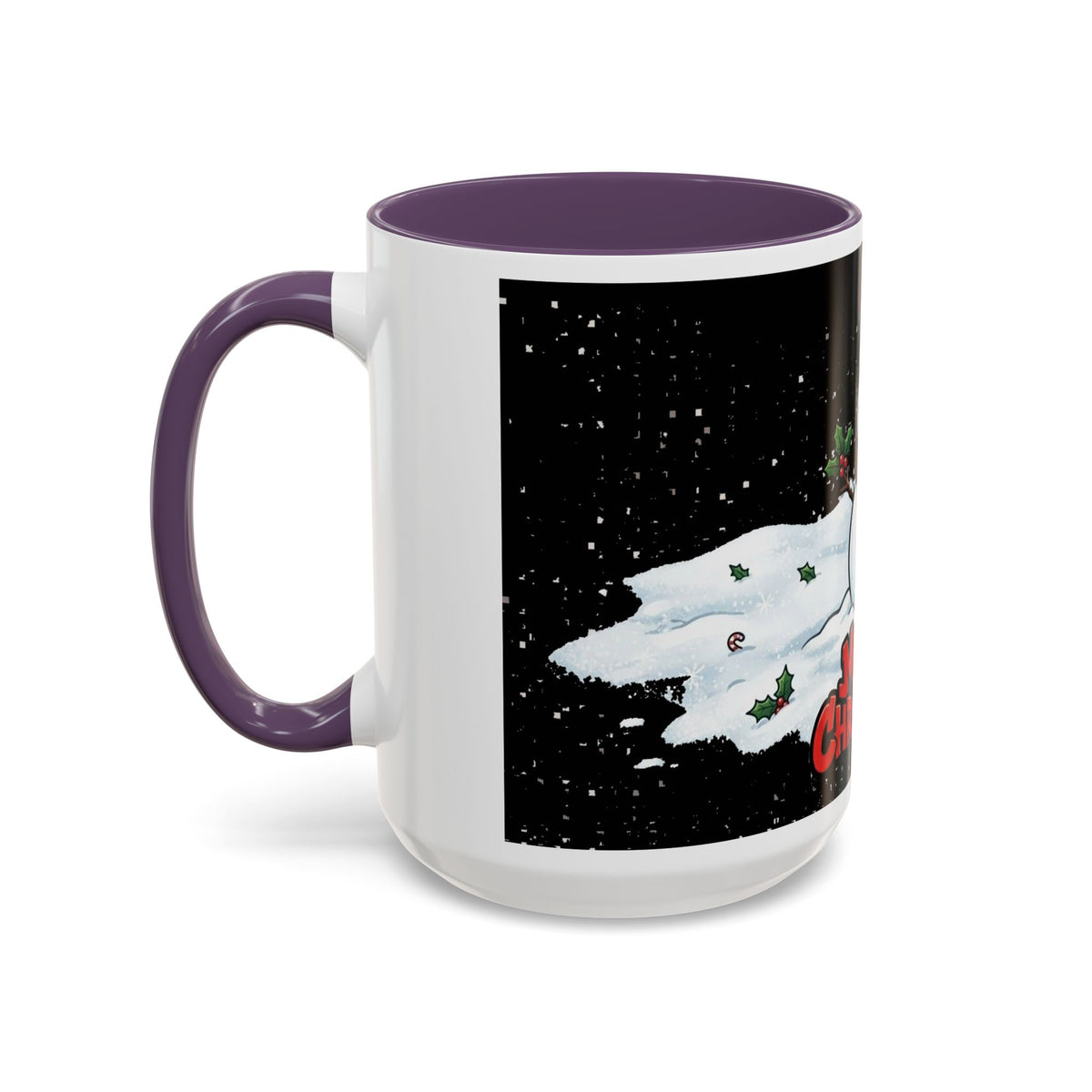 Merry Christmas Snowman Accent Coffee Mug — Festive Holiday 11/15oz