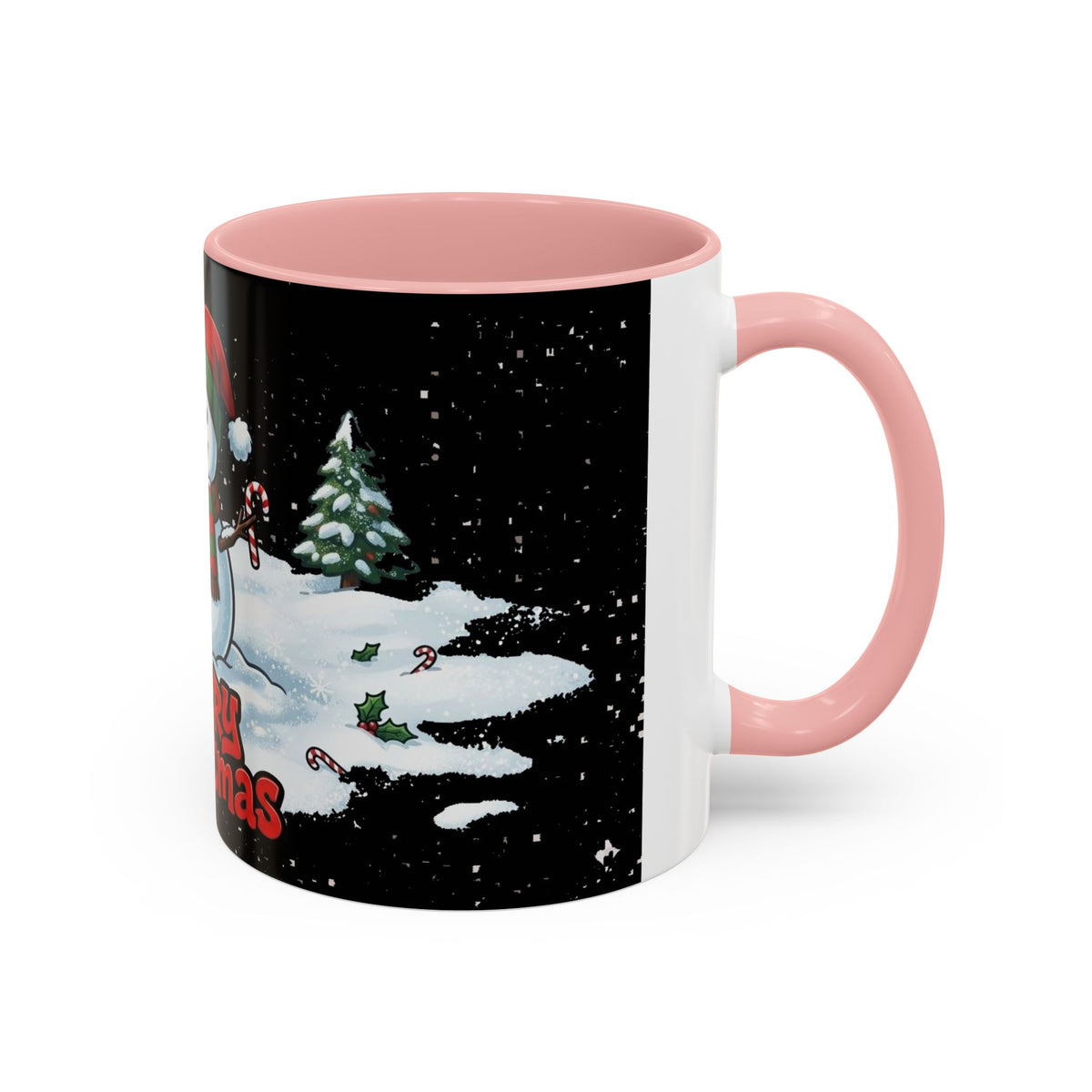 Merry Christmas Snowman Accent Coffee Mug — Festive Holiday 11/15oz