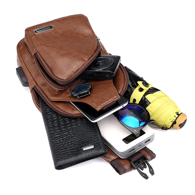 USB Rechargeable Mens Chest Bag