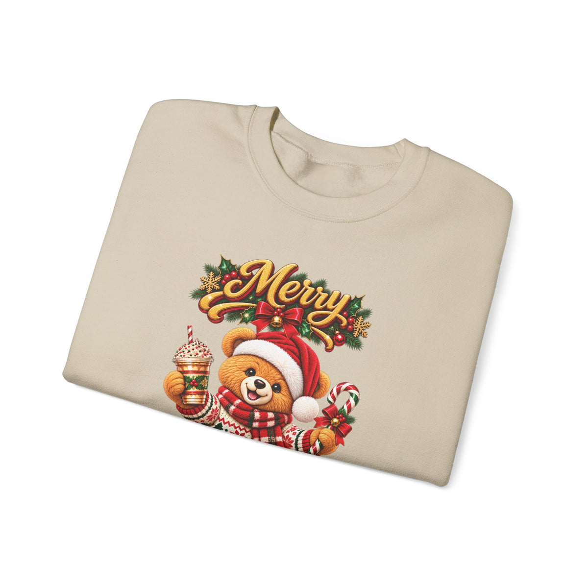 Christmas Bear Crewneck Sweatshirt — "Merry Christmas" Holiday Sweater