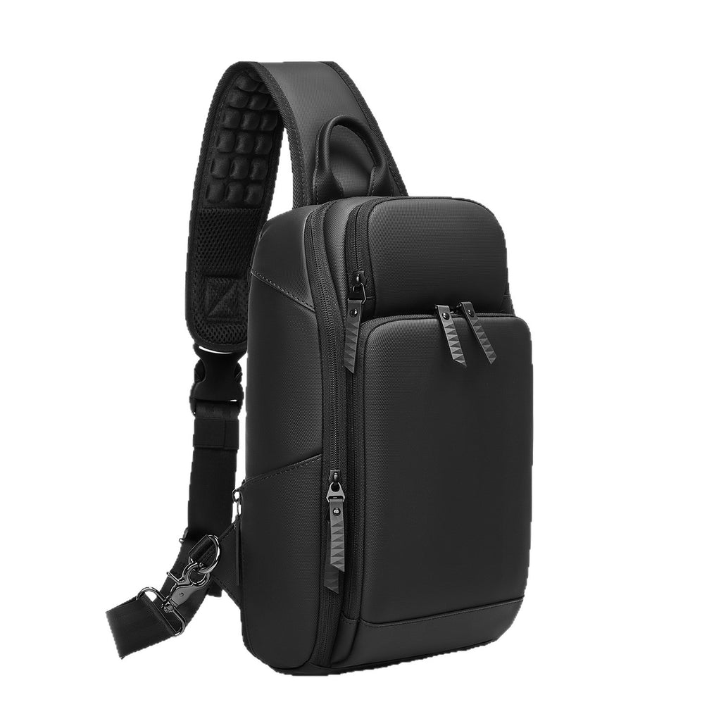 Mens Oxford Leather Trim Shoulder Bag