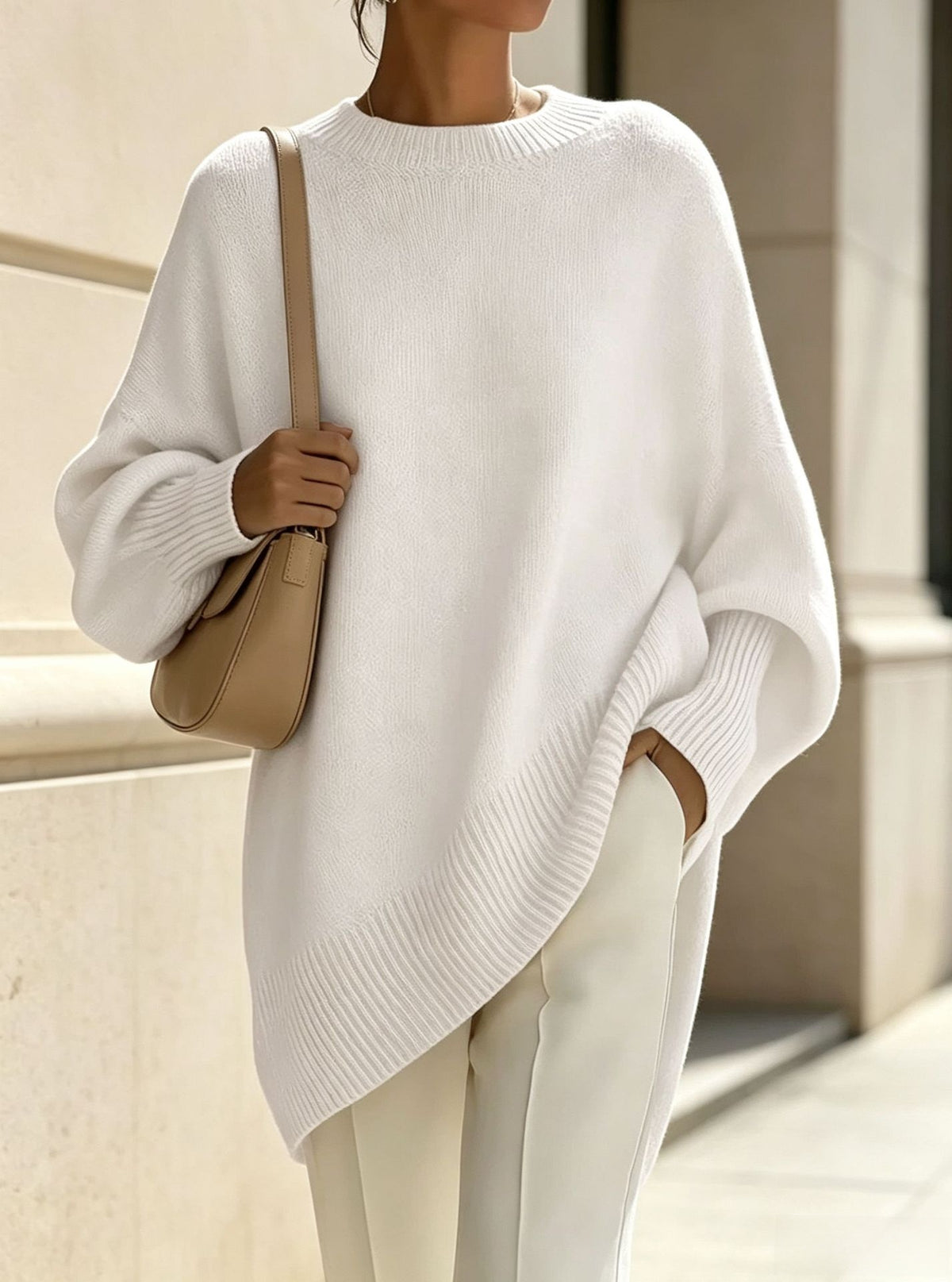 Round-neck loose-fit sweater