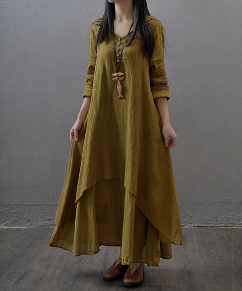 Womens Bohemian Linen Long Dress