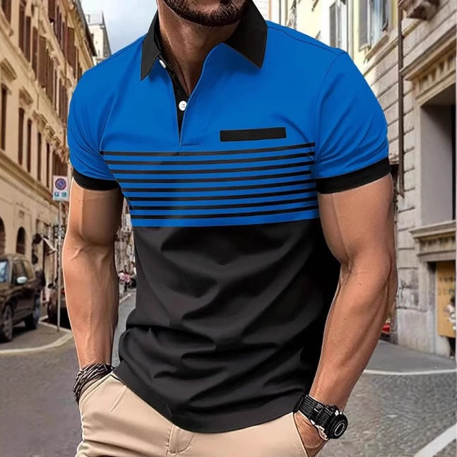 Printed short-sleeved men's polo shirt