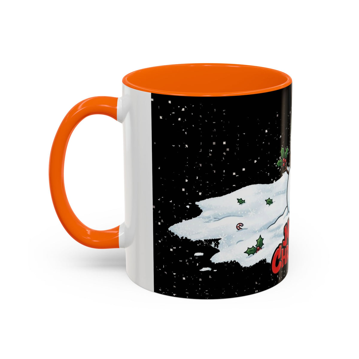 Merry Christmas Snowman Accent Coffee Mug — Festive Holiday 11/15oz