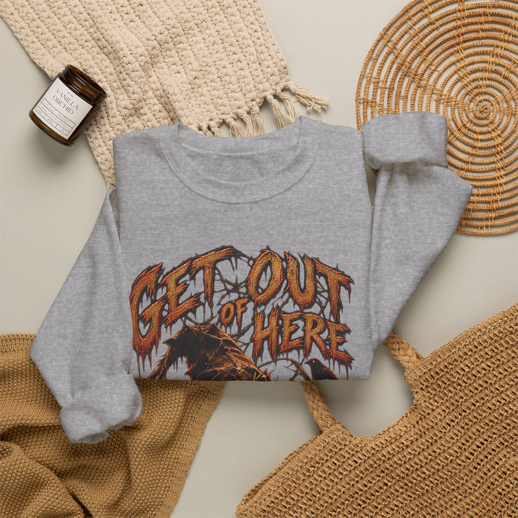 Scarecrow 'Get Out of Here' Graphic Sweatshirt — Halloween Horror Crewneck