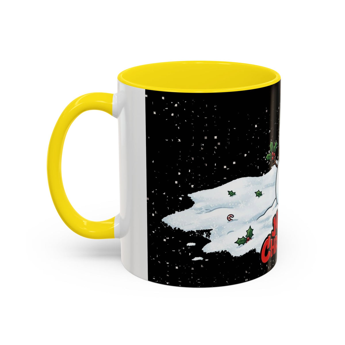 Merry Christmas Snowman Accent Coffee Mug — Festive Holiday 11/15oz