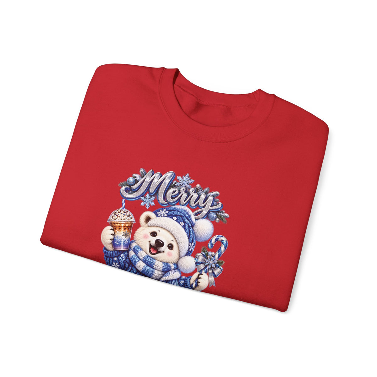 Christmas Bear Sweatshirt — Merry Christmas Blue Holiday Crewneck