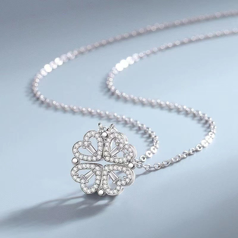 Copper Plated Love Four-Leaf Clover Necklace