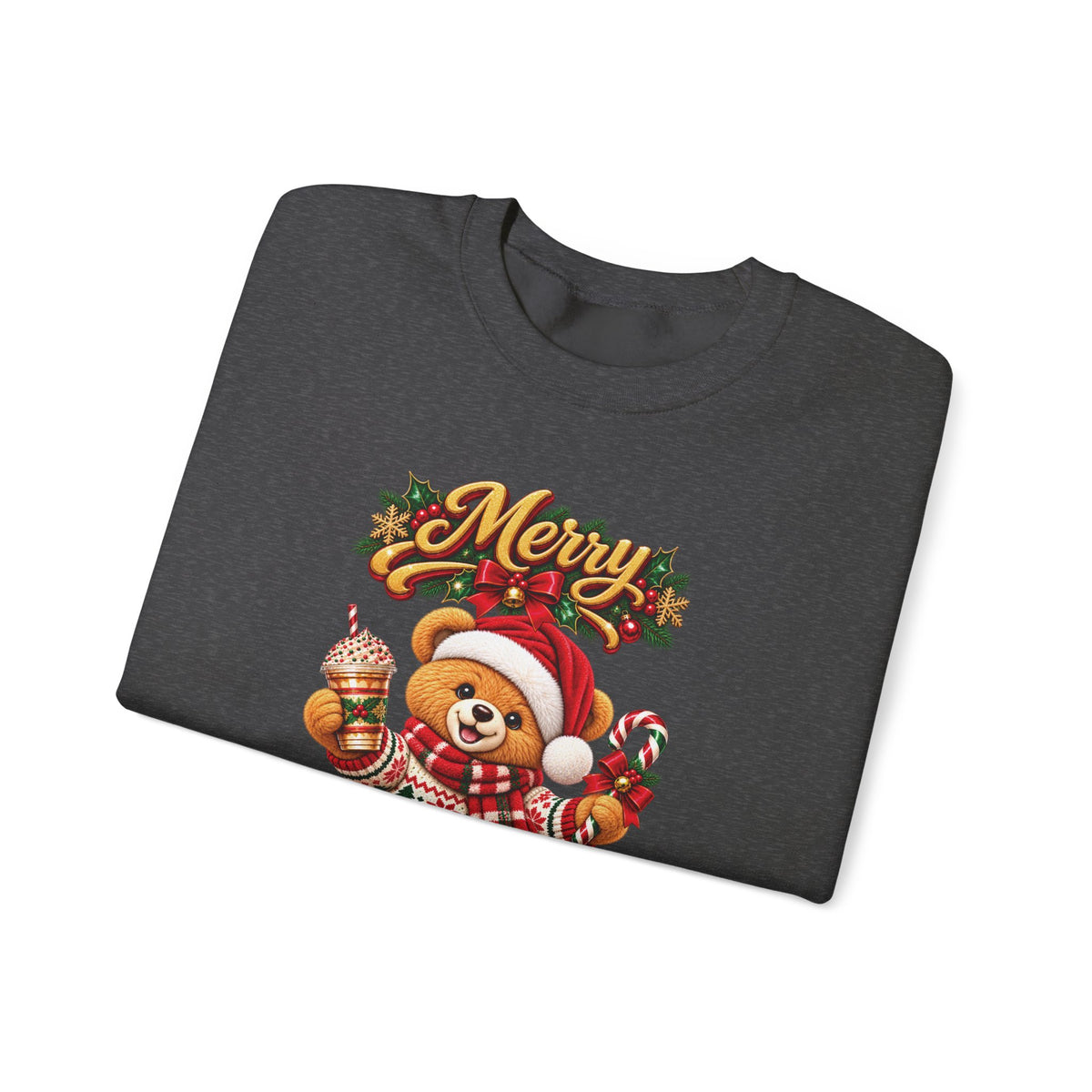 Christmas Bear Crewneck Sweatshirt — "Merry Christmas" Holiday Sweater