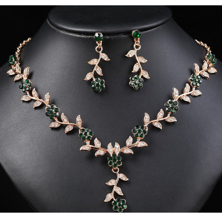 Vintage Plum Blossom Necklace and Earrings Set