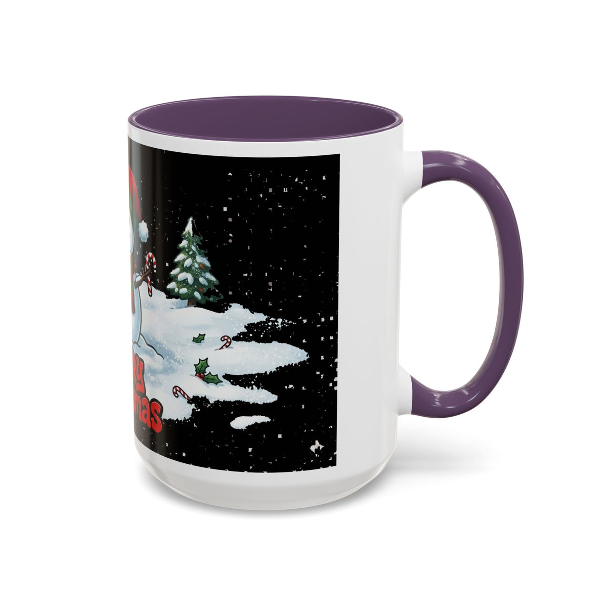 Merry Christmas Snowman Accent Coffee Mug — Festive Holiday 11/15oz