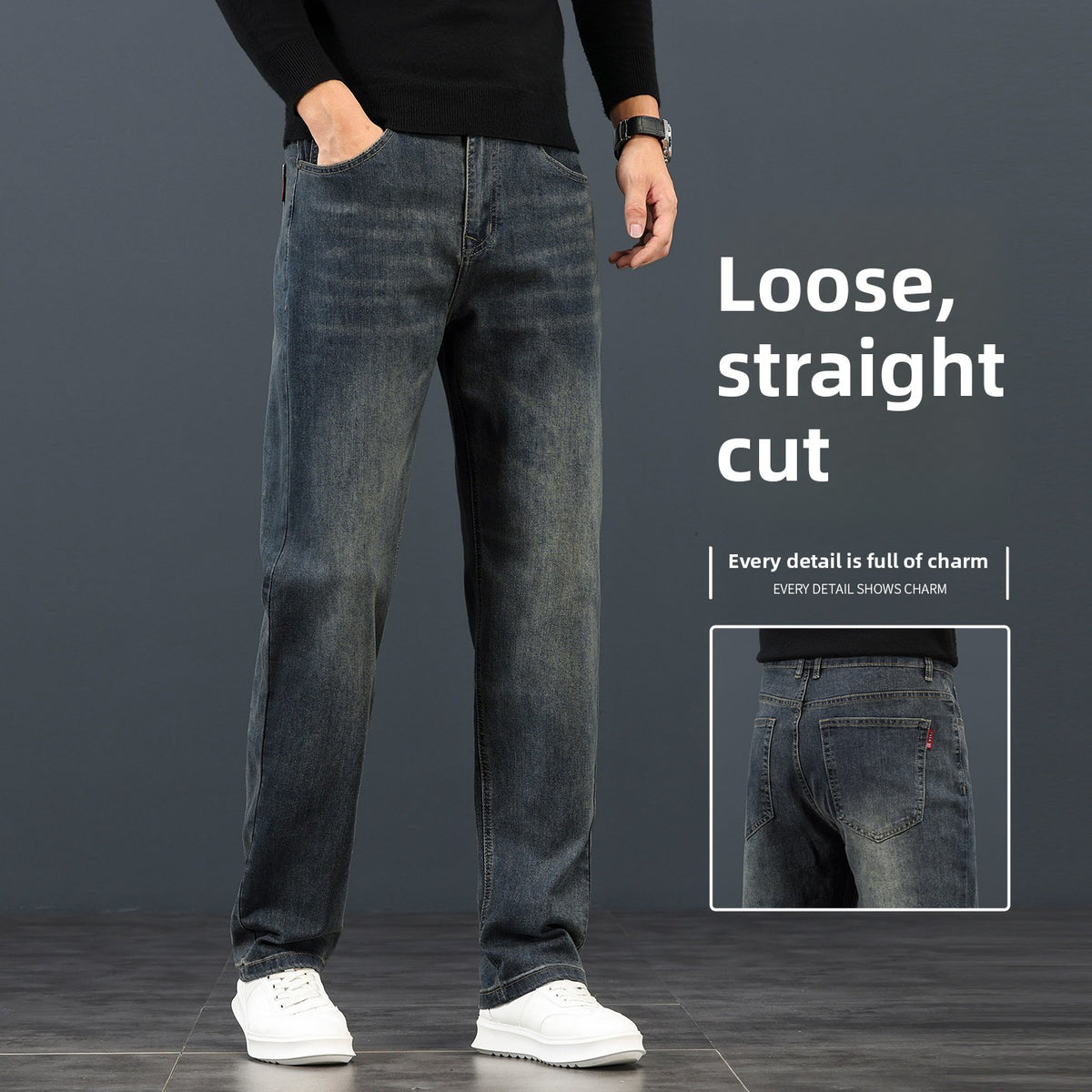 Loose Straight Leg JeansMen's Pants