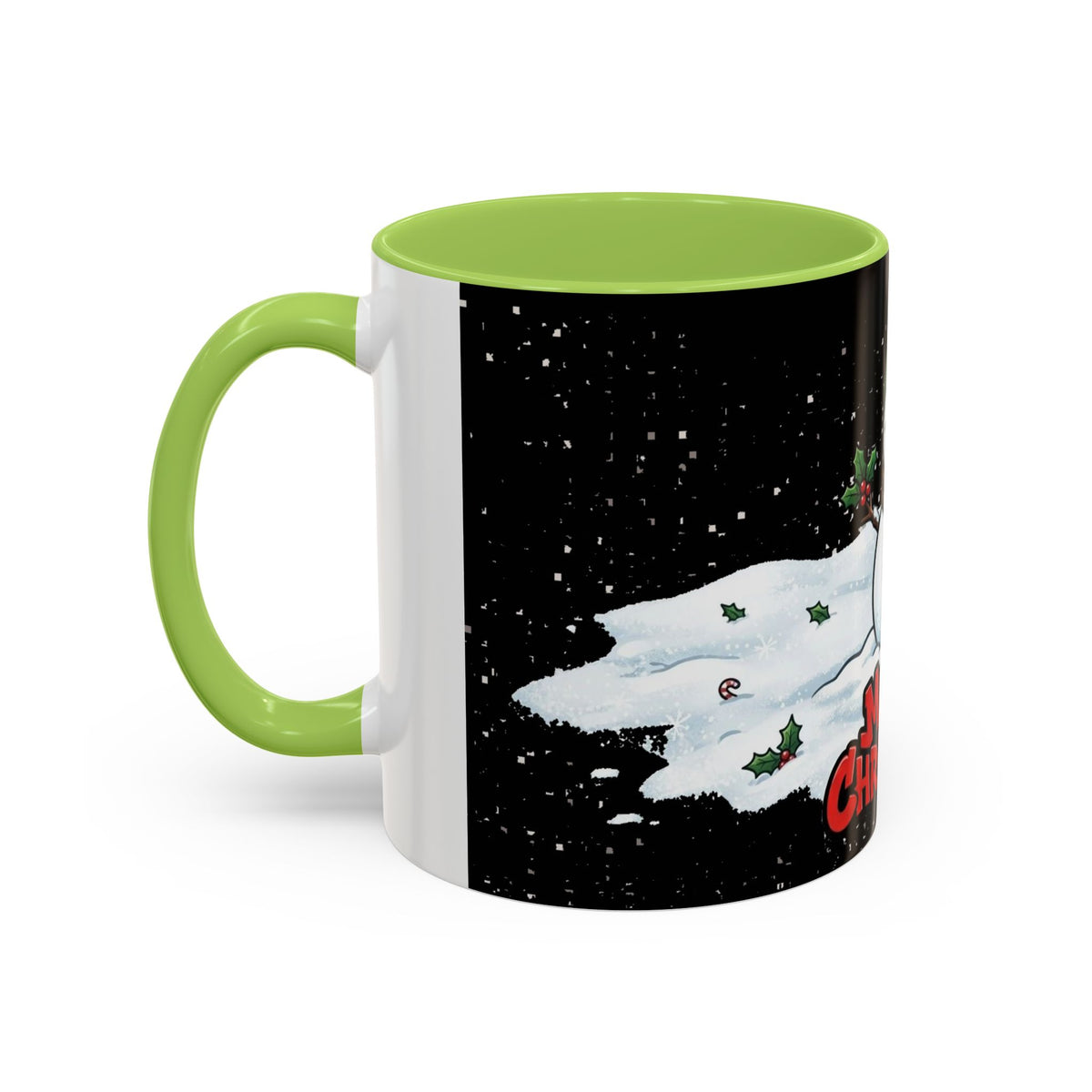 Merry Christmas Snowman Accent Coffee Mug — Festive Holiday 11/15oz