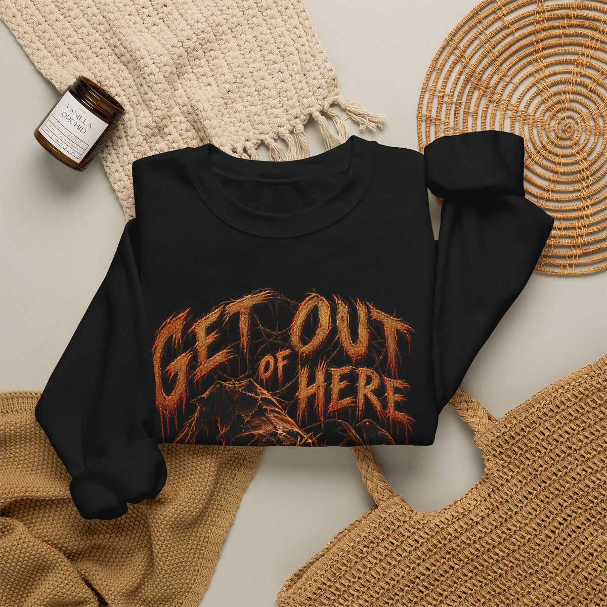 Scarecrow 'Get Out of Here' Graphic Sweatshirt — Halloween Horror Crewneck