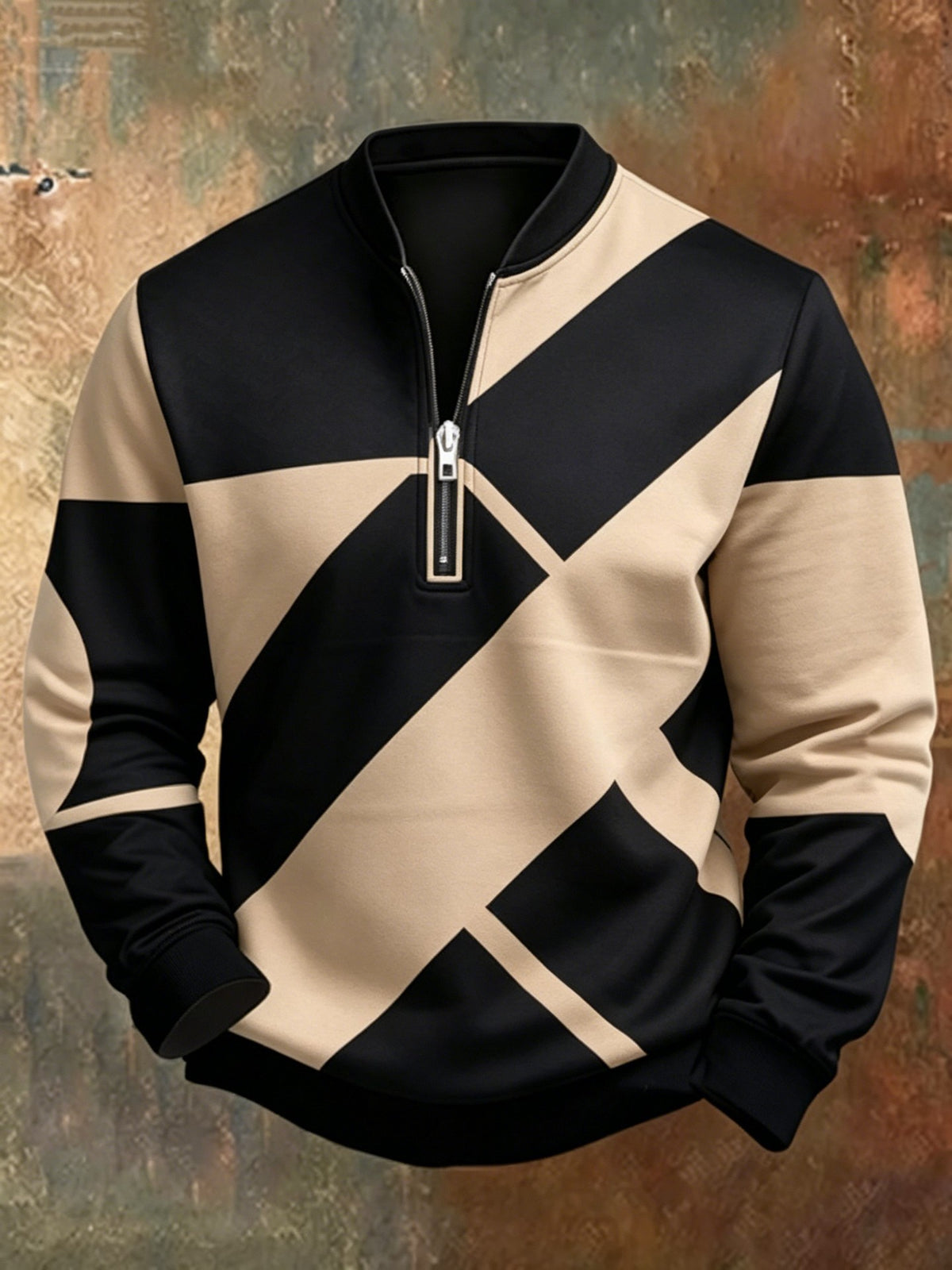 Mens Half Zip Pullover Hooded Sweatshirt