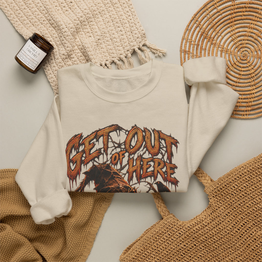 Scarecrow 'Get Out of Here' Graphic Sweatshirt — Halloween Horror Crewneck