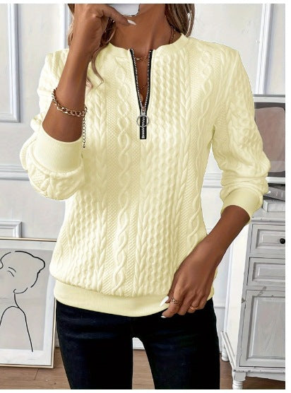 Womens Zipper Front Sweatshirt Long Sleeve Pullover