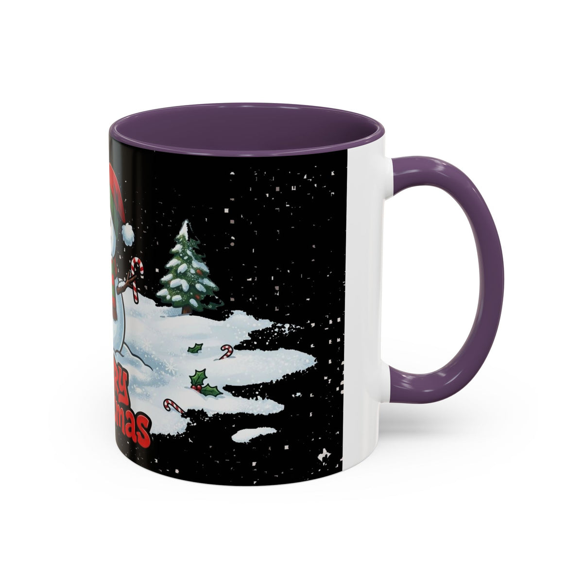 Merry Christmas Snowman Accent Coffee Mug — Festive Holiday 11/15oz