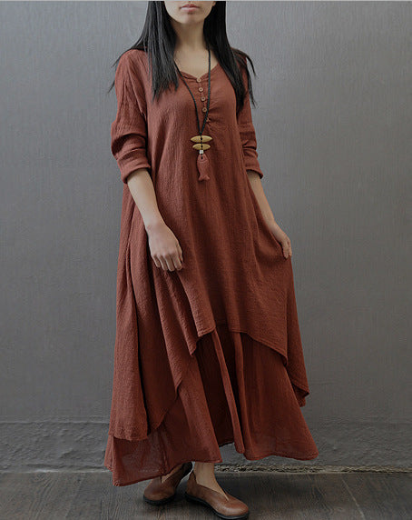 Womens Bohemian Linen Long Dress