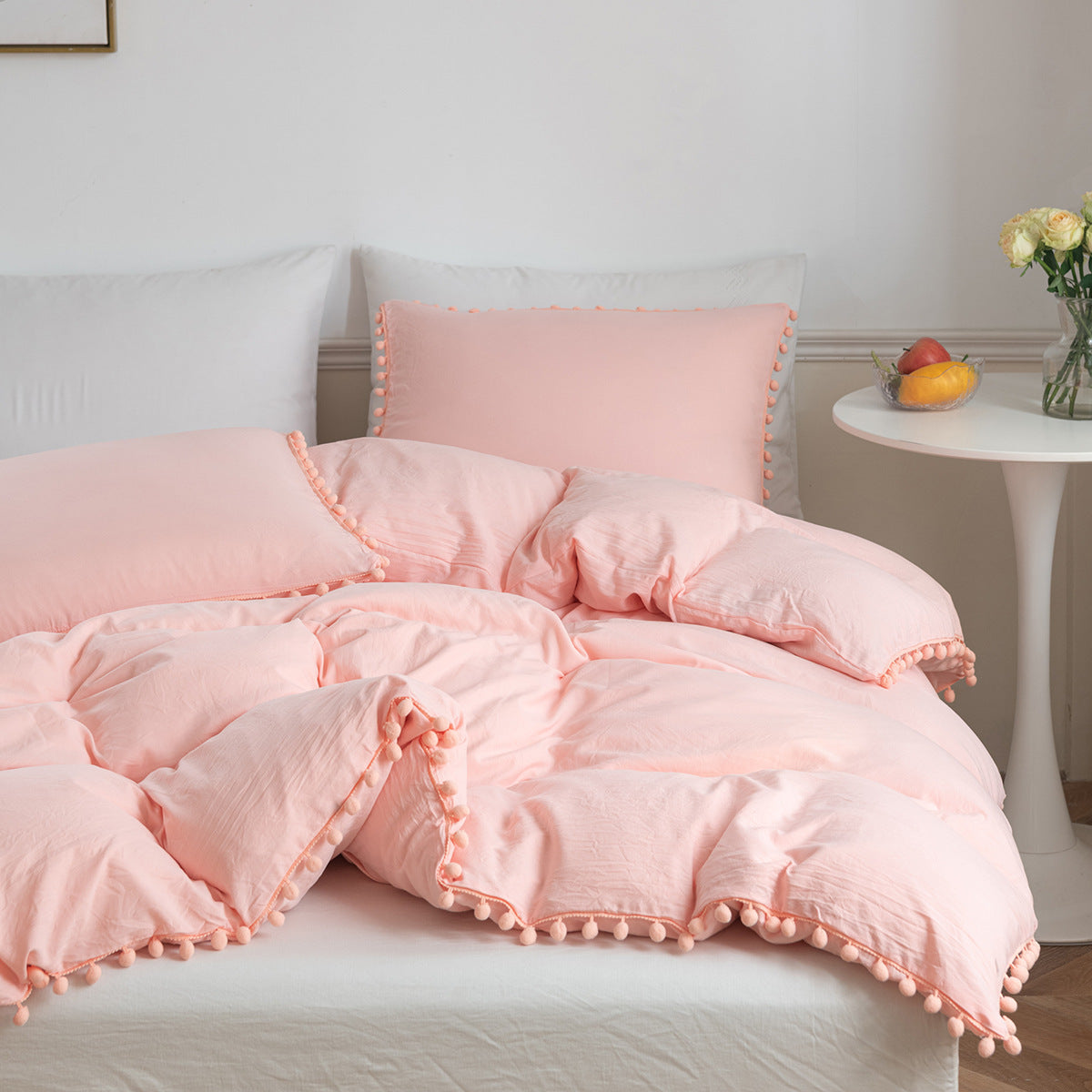Washed Cotton Solid Color Bedding Three-Piece Set