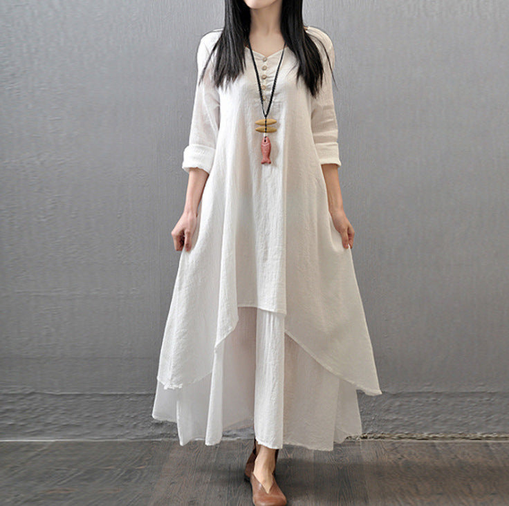 Womens Bohemian Linen Long Dress