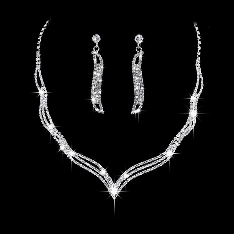 Rhinestone Bridal Jewelry Set with Tassel Design