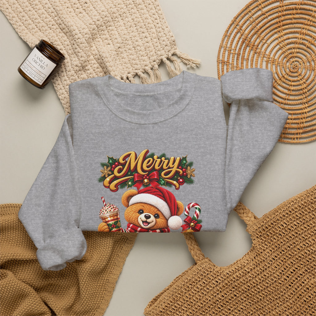 Christmas Bear Crewneck Sweatshirt — "Merry Christmas" Holiday Sweater