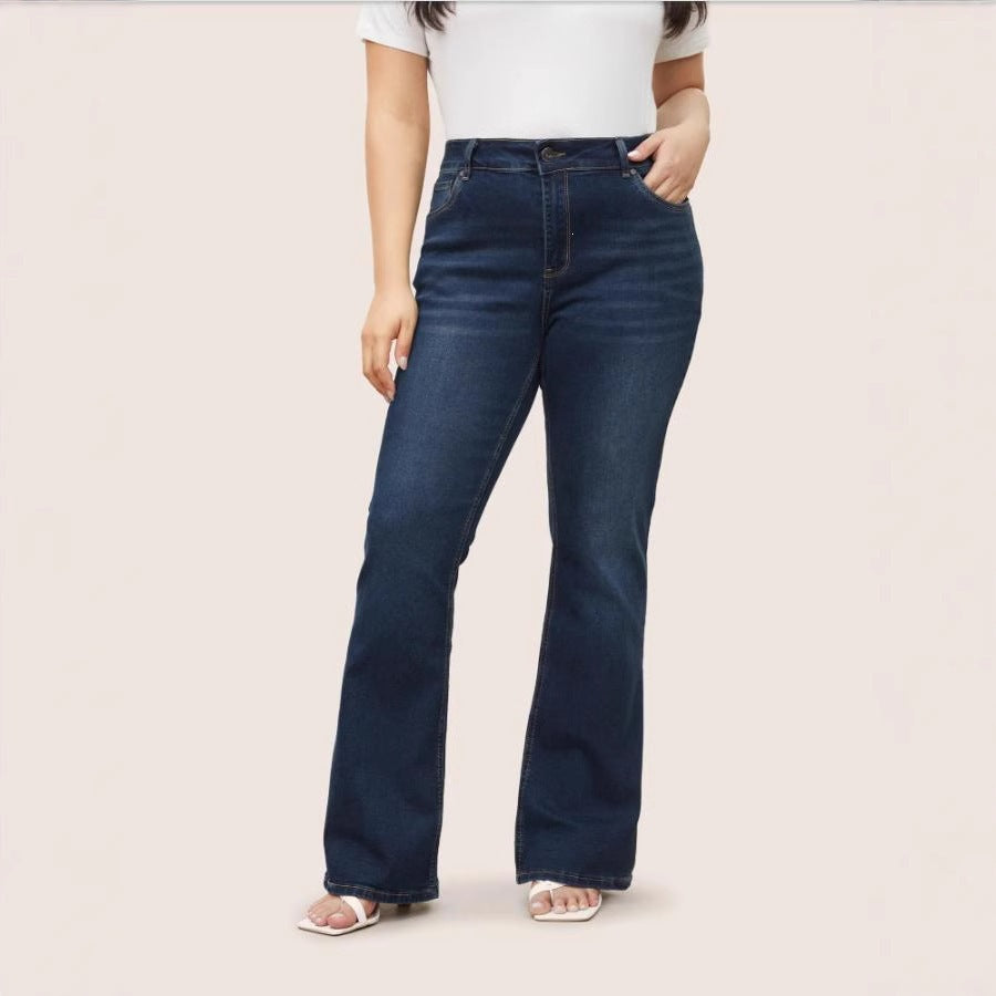Womens Retro Straight Leg Denim Pants