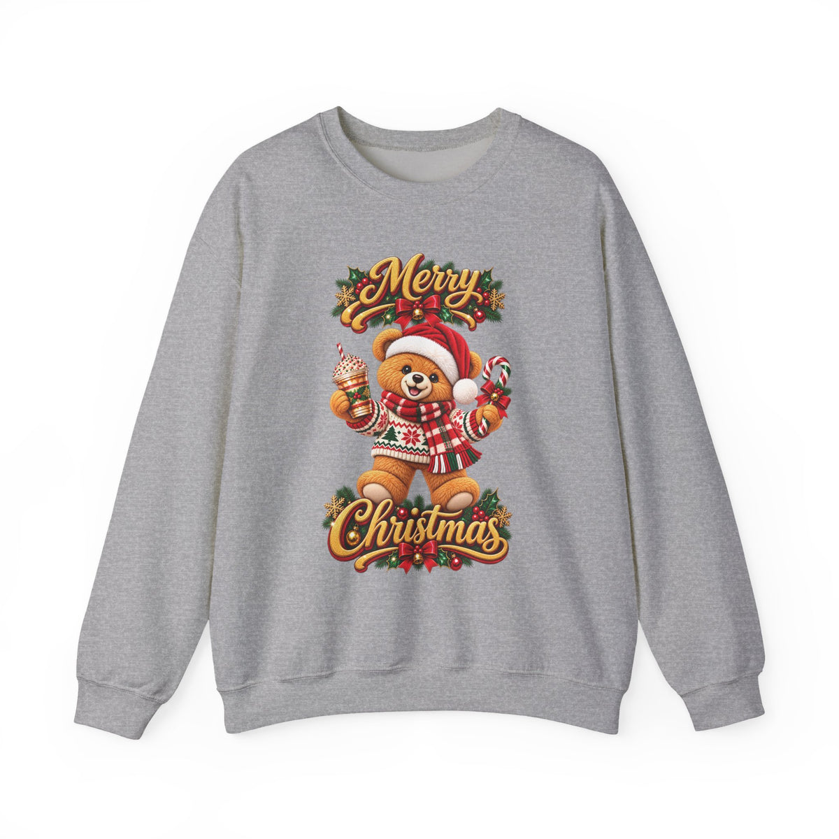 Christmas Bear Crewneck Sweatshirt — "Merry Christmas" Holiday Sweater