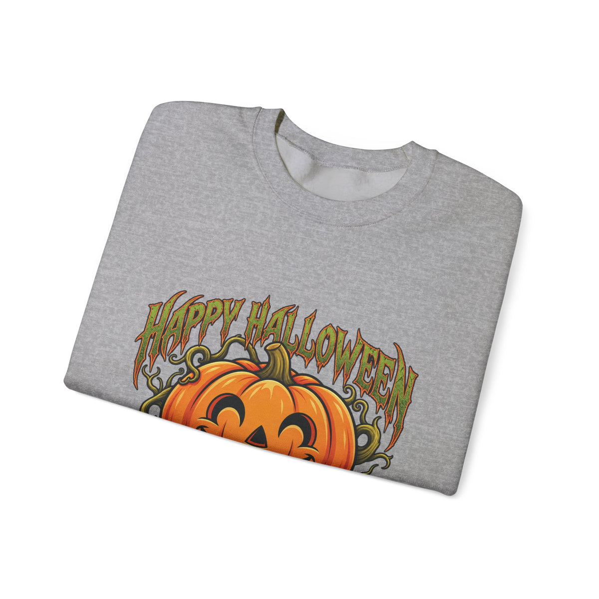 Halloween Pumpkin Crewneck Sweatshirt – "Happy Halloween" Jack-O'-Lantern Graphic