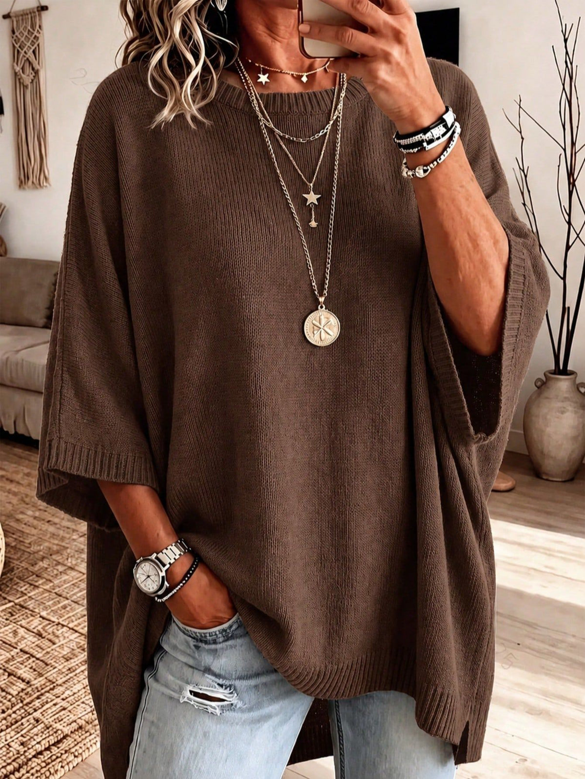 Loose Fit Knit Sweater for Women