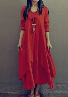 Womens Bohemian Linen Long Dress
